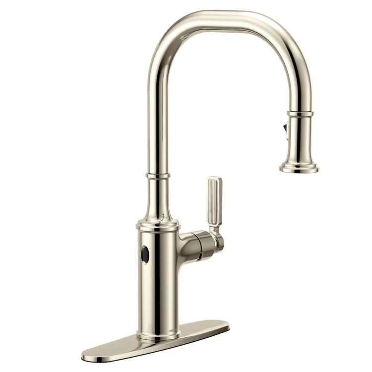 Kitchen Faucet Smyth 1 Lever ADA Polished Nickel High Arc 1/3 Hole MotionSense Wave 1.5 Gallons per Minute - Frankwebs