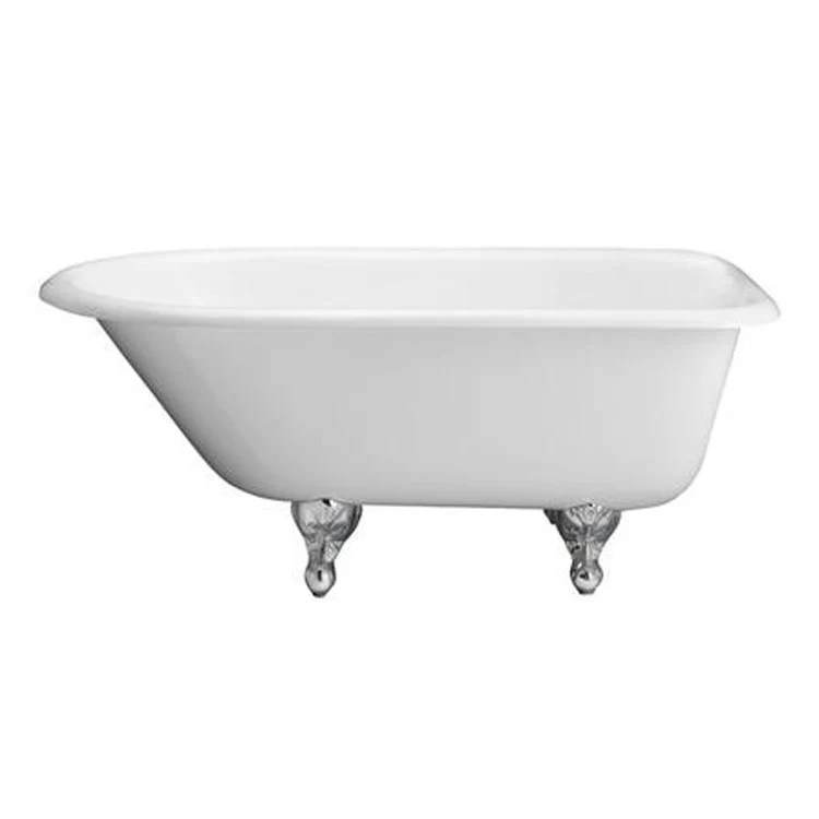 Freestanding Tub Abbey 48 Inch Roll Top Oval Cast Iron White/Polished Brass Ball and Claw Feet No Faucet Holes - Frankwebs