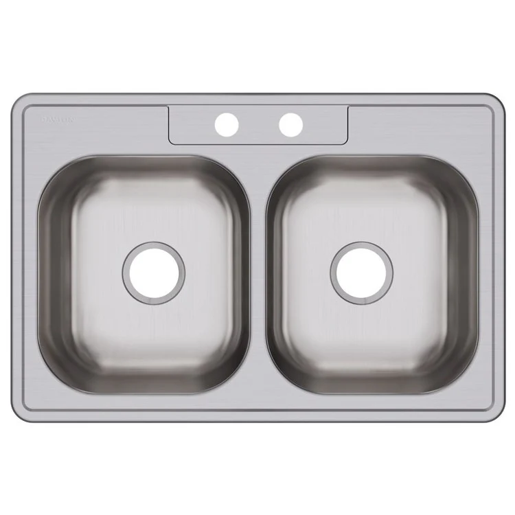 Kitchen Sink Dayton 33 x 22 Inch Double Bowl Equal 2 Hole Elite Satin Top Mount - Frankwebs