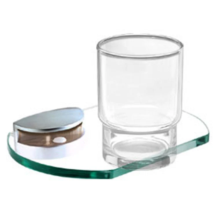 Tumbler Holder Euro Bath Polished Chrome Includes Tumbler Wall Mount Brass/Glass 4-9/16 x 6-11/16 Inch - Frankwebs