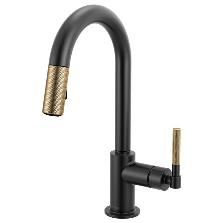 Prep Faucet Litze 1 Knurled Handle ADA Matte Black/Brilliance Luxe Gold Pull Down Dual Function Arc 360 DEG Swivel 1.8 Gallons per Minute - Frankwebs