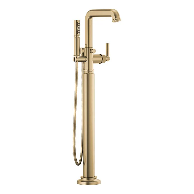 Tub Filler Trim Invari Floor Mount Less Handle Brilliance Luxe Gold ADA 1 Hole 15.5 Gallons per Minute - Frankwebs