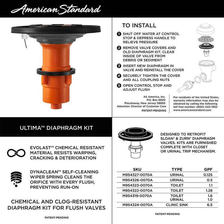Ultima 0.5 GPF Touchless Sensor Diaphragm-Type Urinal Flush Valve for 3/4