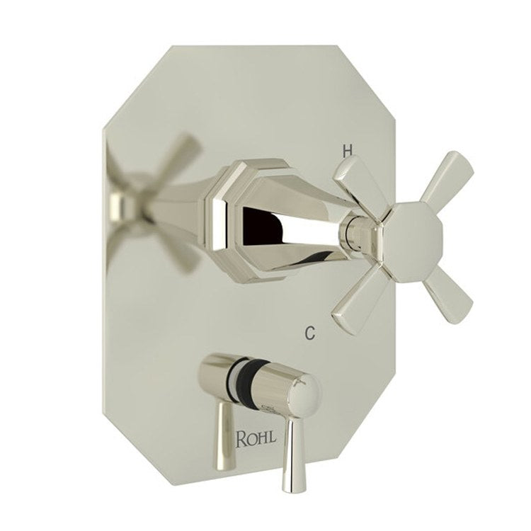 Pressure Balance Valve Trim Deco 1/2 Inch with Diverter 2 Cross Satin Nickel - Frankwebs