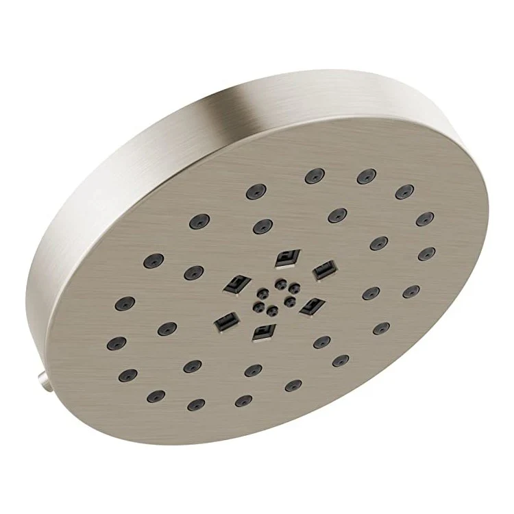 Showerhead Universal Showering Components 4 Functions Round with H2Okinetic Technology Lumicoat Chrome 8 Inch 1.75 Gallons per Minute H2Okinetic PowerDrench Spray Massaging Spray H2Okinetic UltraSoak Spray and Pause - Frankwebs