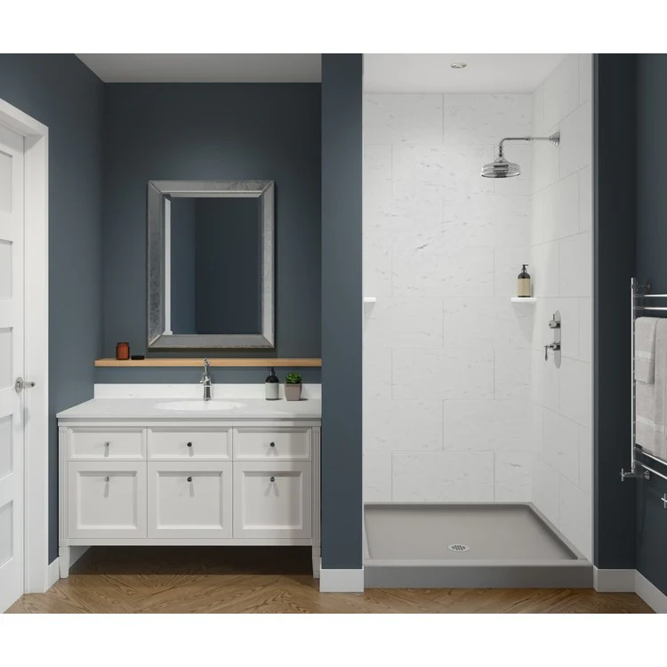 Shower Wall Kit Traditional Subway Tile Glue Up 32 x 62 x 84 Inch Carrara Swanstone - Frankwebs