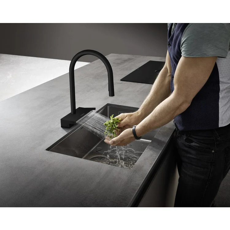 Kitchen Faucet Aquno Select 1 Lever Matte Black Pull Down 3 Function Gooseneck 150 Degree Swivel 1.75 Gallons per Minute - Frankwebs