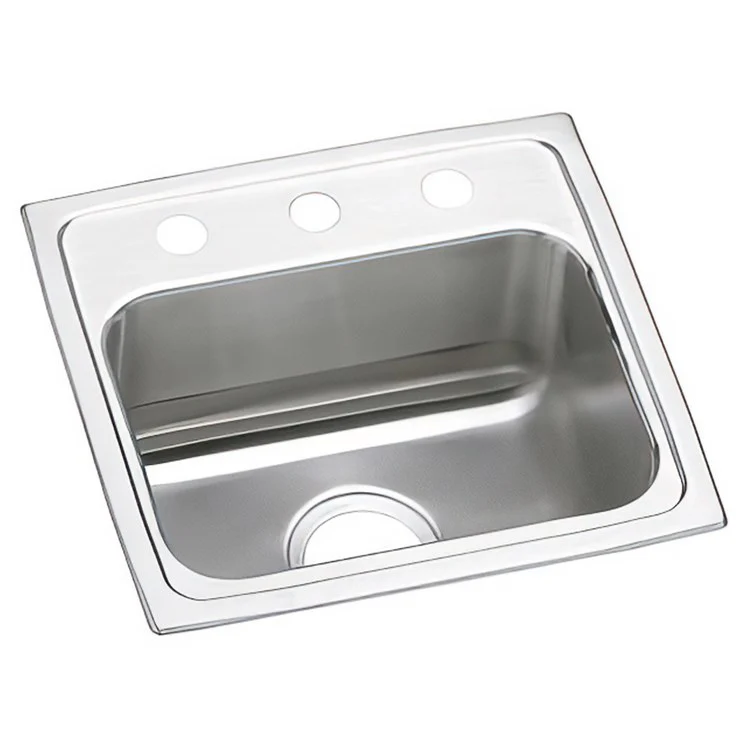 Kitchen Sink Lustertone Classic 17 x 16 Inch Single Bowl OS4 Hole ADA Lustrous Satin Drop-In Rectangle Drain Location Center Depth 4 Inch Bottom Only Pads - Frankwebs