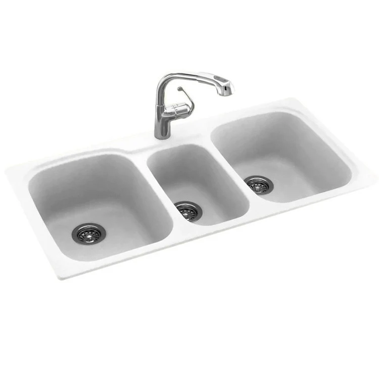 Kitchen Sink 44 x 22 x 9 Inch Triple Bowl 1 Hole Bisque - Frankwebs