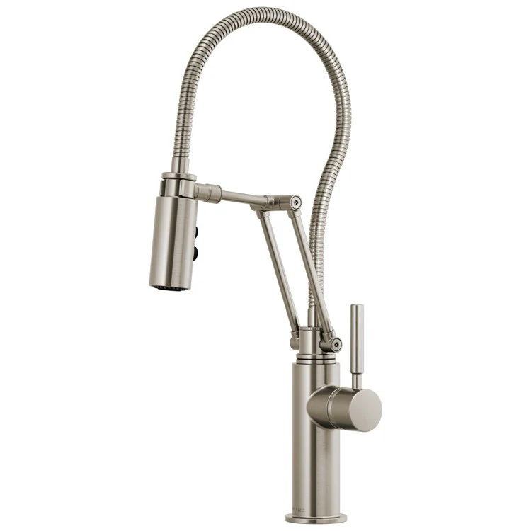 Kitchen Faucet Solna with Finished Semi-Flexible Hose 1 Lever ADA Brilliance Stainless Dual-Jointed Articulating Arm Swivel 360 Degree 1.8 Gallons per Minute - Frankwebs