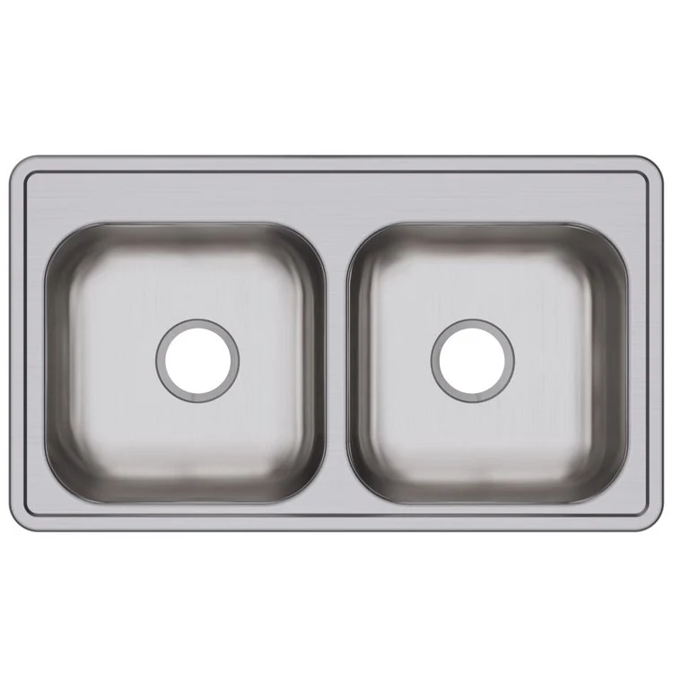 Kitchen Sink Dayton 33 x 19 Inch Double Bowl Equal ADA Satin Drop-In Rectangle Drain Location Center Depth 6-4/9 Inch Bottom Only Pads - Frankwebs