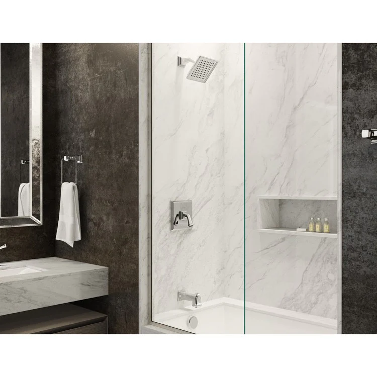 Tub and Shower Trim Oxford Square 1 Lever Polished Chrome ADA 1.5 Gallons per Minute - Frankwebs