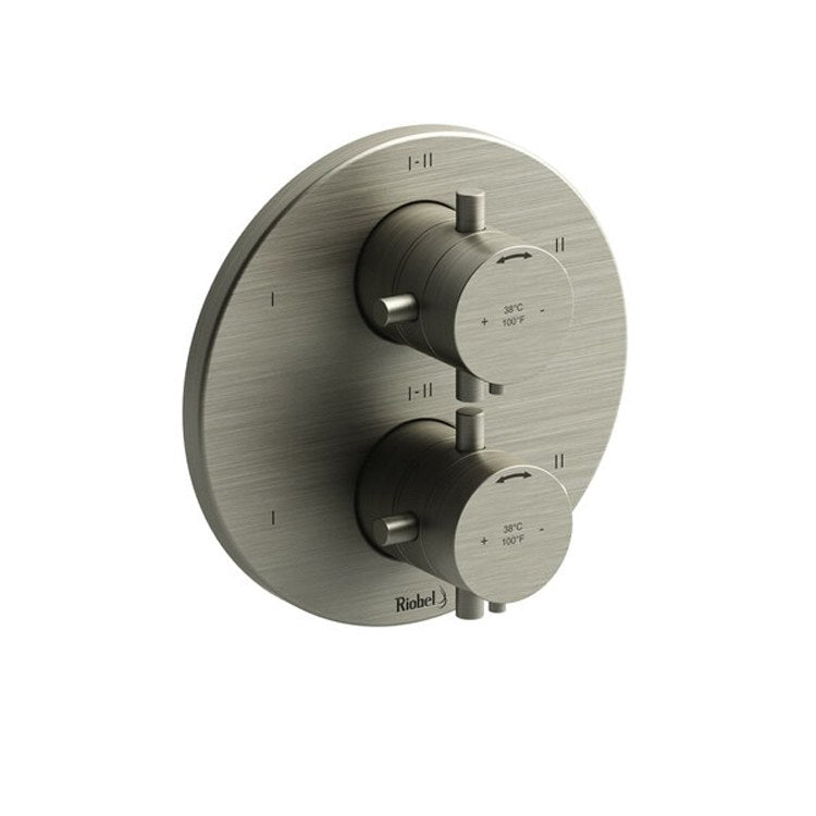Thermostatic and Pressure Balance Valve Trim Pallace 3/4 Inch Round 4-Way 6 Function 2 Cross Brushed Nickel - Frankwebs
