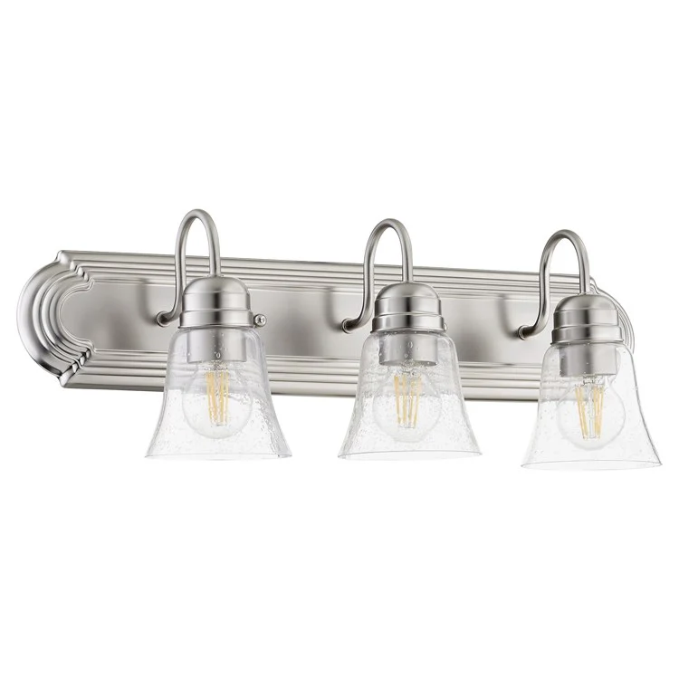 Traditional Three-Light Bathroom Vanity Fixture with Clear Seeded Glass Shades - Frankwebs