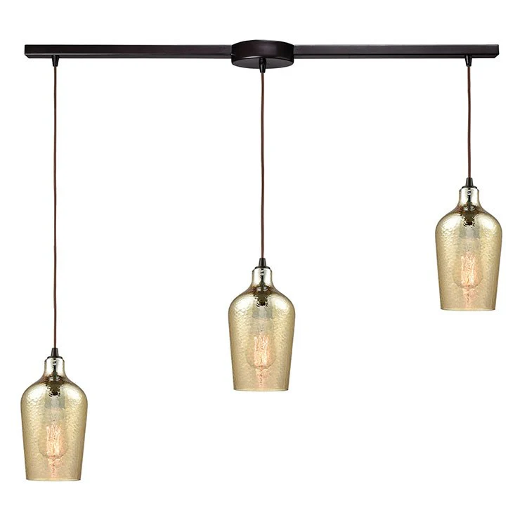 Hammered Glass Three-Light Linear Pendant - Frankwebs