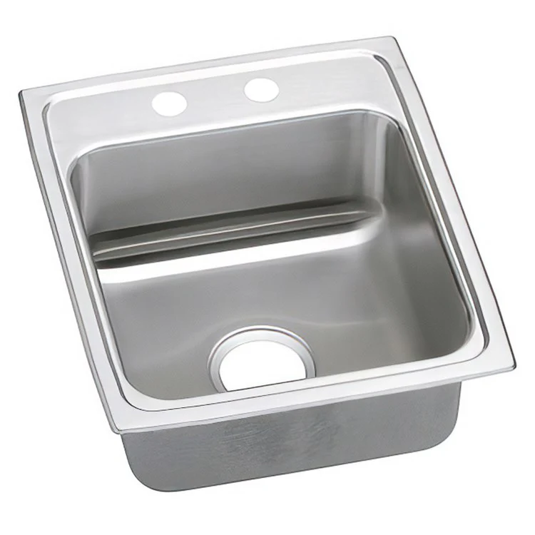 Kitchen Sink Lustertone Classic 17 x 20 Inch Single Bowl MR2 Hole ADA Lustrous Satin Drop-In Rectangle Drain Location Rear Center Depth 6 Inch Quick Clip Mounting System Bottom Only Pads - Frankwebs