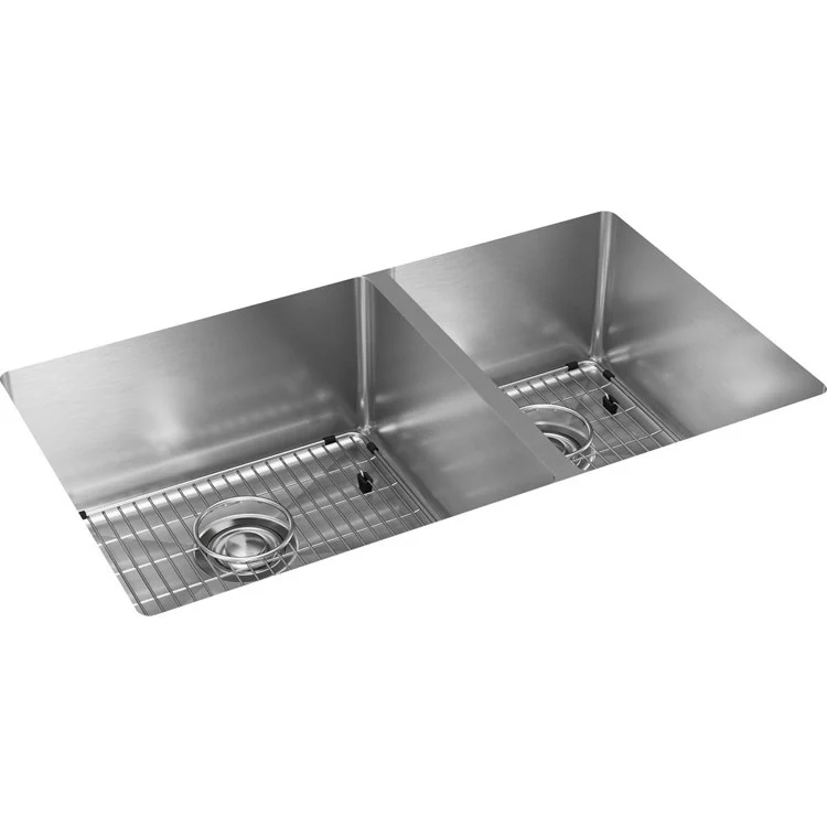 Kitchen Sink Crosstown 31.5 x 18.5 Inch Double Bowl 60/40 Kit Polished Satin Undermount - Frankwebs