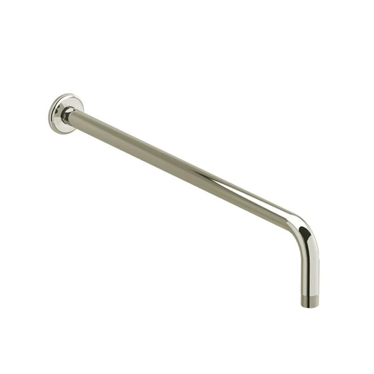 Shower Arm with Round Escutcheon and Momenti Flange Brushed Nickel 20 Inch 19-3/8 Inch 1/2 Inch Inlet MNPT Brass Wall Mount - Frankwebs