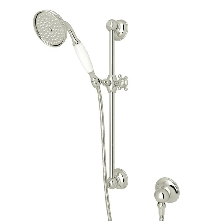 Handshower Set Resin Handle Polished Nickel Side Spray 1 Function WaterSense 1.8 Gallons per Minute 21-5/8 Inch 2-9/16 Inch - Frankwebs