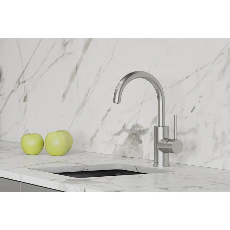 Bar Faucet Avado Deck Mount 1 Lever ADA Lustrous Steel Spout Type Gooseneck - Frankwebs