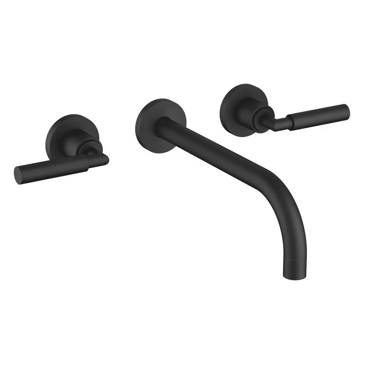 Lavatory Faucet TARA Wall Mount Mixer 2 Lever ADA WaterSense Matte Black 1.2 Gallons per Minute Less Drain 3 Hole - Frankwebs