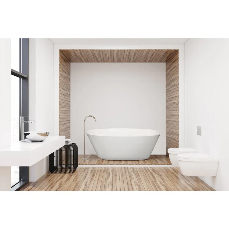 Soaking Tub Ston Collection Opal 63 x 33 Inch Freestanding Tub Only Center Biscuit Hydroluxe SS - Frankwebs