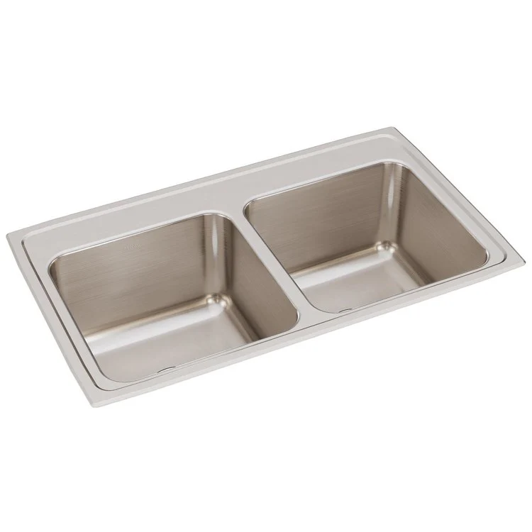 Kitchen Sink Lustertone Classic 33 x 19.5 Inch Double Bowl Equal Lustrous Satin Drop-In 10-1/8 Inch - Frankwebs