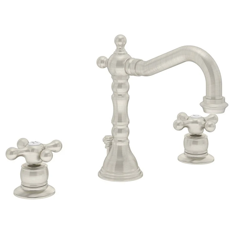 Lavatory Faucet Carrington Widespread 8-16 Inch Spread 2 Cross Satin Nickel 1.5 Gallons per Minute Lift Rod and Pop-Up Drain Assembly 4-5/32 Inch - Frankwebs