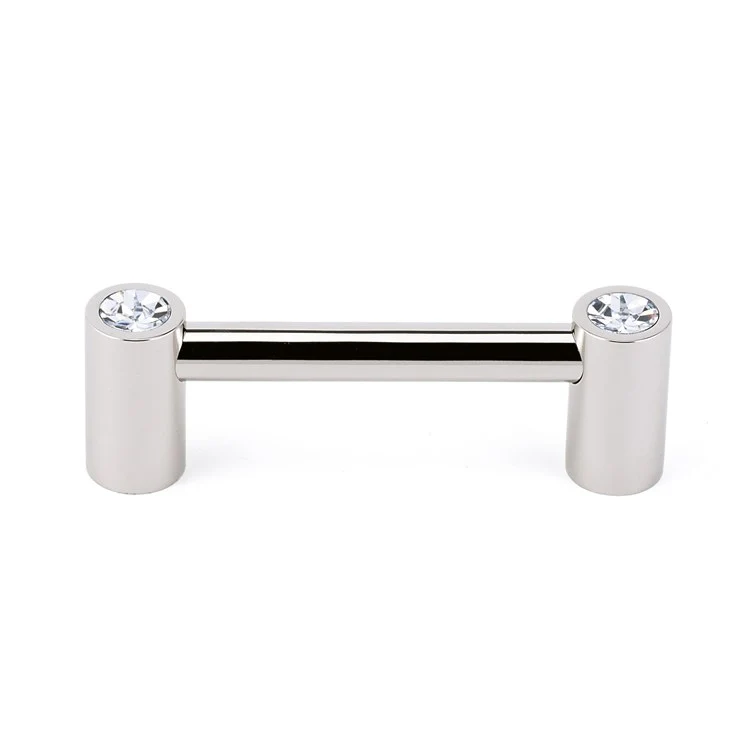 Pull Contemporary I Crystal Round Crystal Handle Polished Nickel Brass 3 Inch 3-5/8 Inch 1-1/4 Inch - Frankwebs