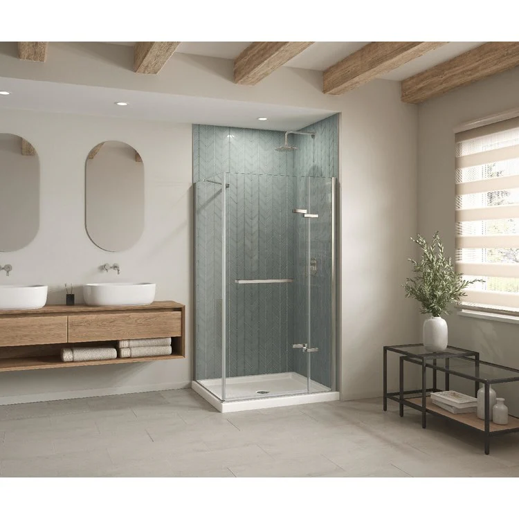 Shower Base B3 Corner Right Stabili-T Round Drain White 42 x 36 Inch Acrylic - Frankwebs