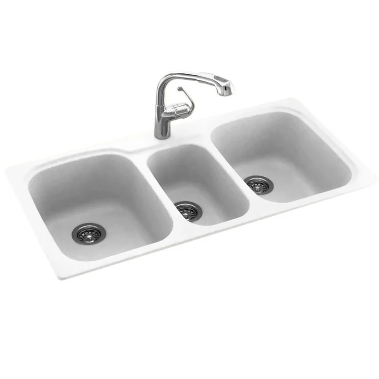 Kitchen Sink 44 x 22 x 9 Inch Triple Bowl 1 Hole Bisque - Frankwebs