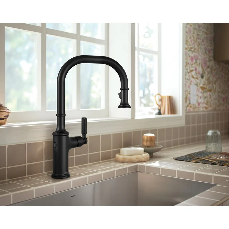 Kitchen Faucet Smyth 1 Lever ADA Matte Black High Arc 1/3 Hole MotionSense Wave 1.5 Gallons per Minute - Frankwebs
