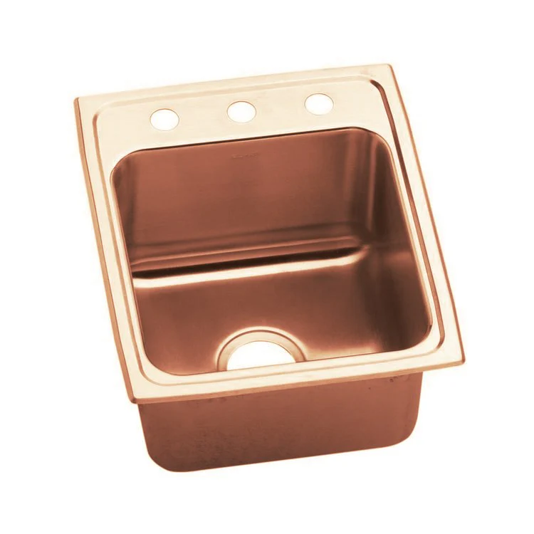 Kitchen Sink 17 x 22 Inch Single Bowl Antimicrobial Copper 3 Hole Lustrous Satin Drop-In - Frankwebs