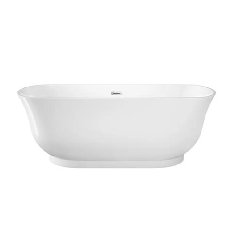 Freestanding Tub Celeste 64 Inch Oval Acrylic White/White Drain and Overflow No Faucet Holes - Frankwebs