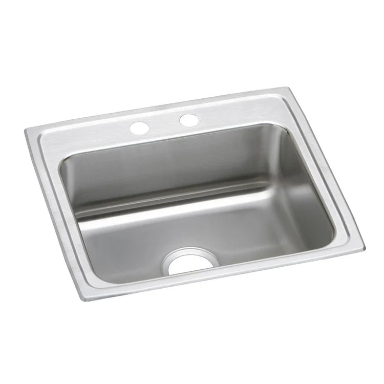 Kitchen Sink Lustertone Classic 22 x 19.5 Inch Single Bowl MR2 Hole ADA Lustrous Satin Drop-In Rectangle Drain Location Rear Center Depth 5 Inch Bottom Only Pads - Frankwebs
