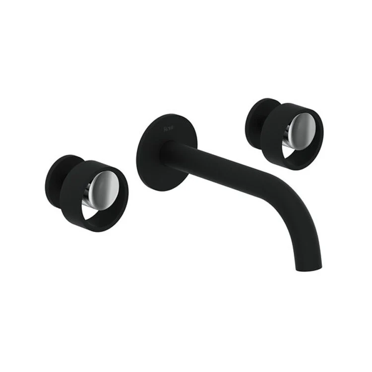 Lavatory Faucet Eclissi Wall Mount 2 Circular Matte Black/Polished Chrome 1.2 Gallons per Minute 7-3/4 Inch - Frankwebs