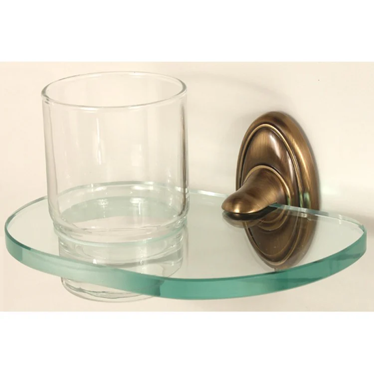 Tumbler Holder Classic Traditional Bath Polished Brass Includes Tumbler Wall Mount Brass/Glass 5-1/8 x 6-5/8 Inch - Frankwebs