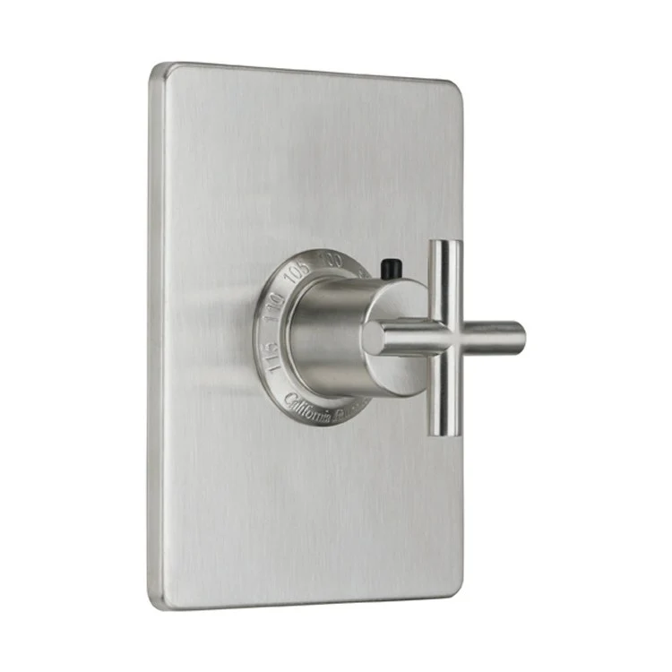 Thermostatic Trim Tiburon Rectangular StyleTherm 3/4 Inch 1 Cross Satin Nickel Brass - Frankwebs