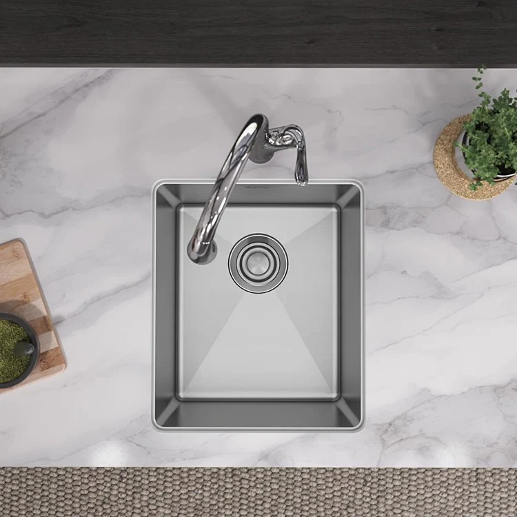 Kitchen Sink Crosstown 16 x 18.5 Inch Single Bowl Polished Satin Undermount Stainless Steel Drain Location Rear Center Includes 1000001306 Template - Frankwebs