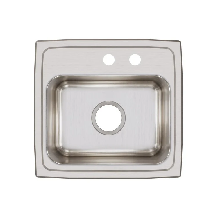 Kitchen Sink Lustertone Classic 17 x 16 Inch Single Bowl MR2 Hole Lustrous Satin Drop-In Stainless Steel Drain Location Center Sides and Bottom Pads - Frankwebs