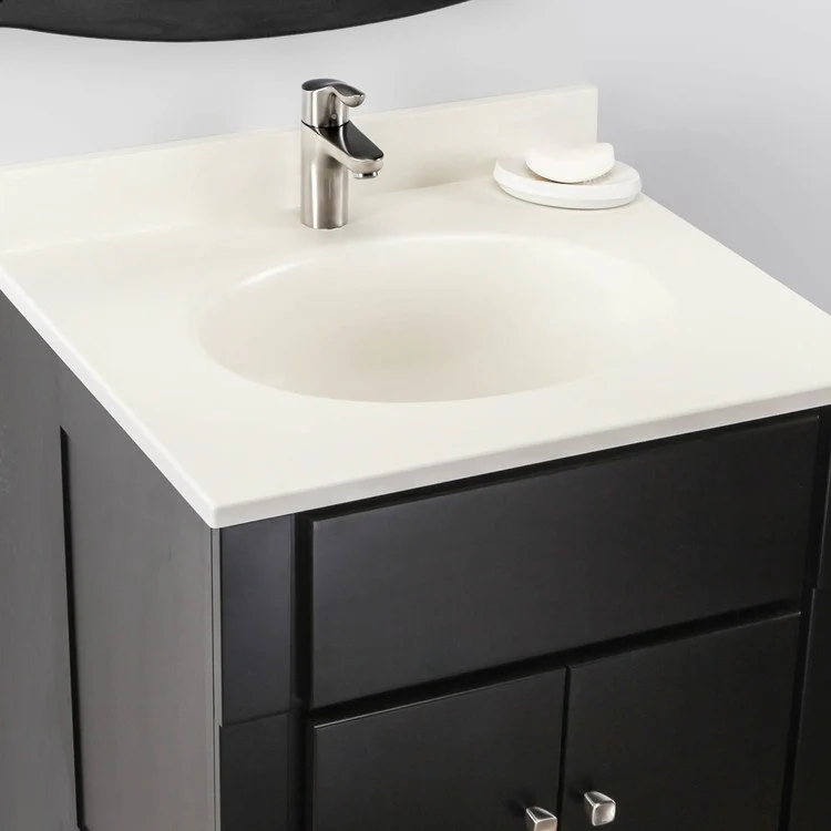 Vanity Top Ellipse Single Bowl 25 x 22 Inch ADA Gray Granite Swanstone 3 Hole - Frankwebs