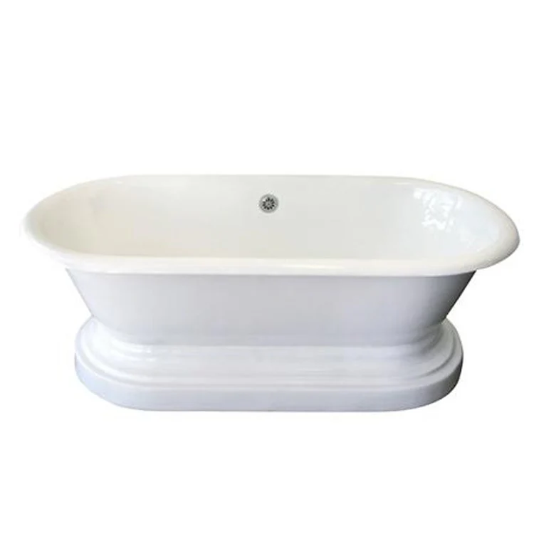 Freestanding Tub Duet 67 Inch Double Roll Top Oval Cast Iron White No Faucet Holes - Frankwebs