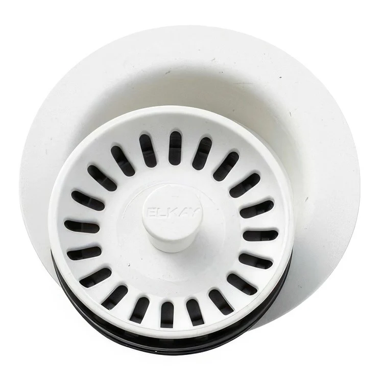 Disposal Flange with Removable Basket Strainer and Rubber Stopper Black 3-1/2 Inch Polymer for Sinks with 3-1/2