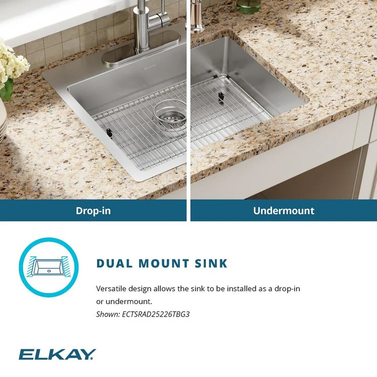 Kitchen Sink Crosstown 25 x 22 Inch Single Bowl 3 Hole ADA Polished Satin Drop-In Undermount Rectangle Drain Location Rear Center Depth 6 Inch Sound Guard - Frankwebs