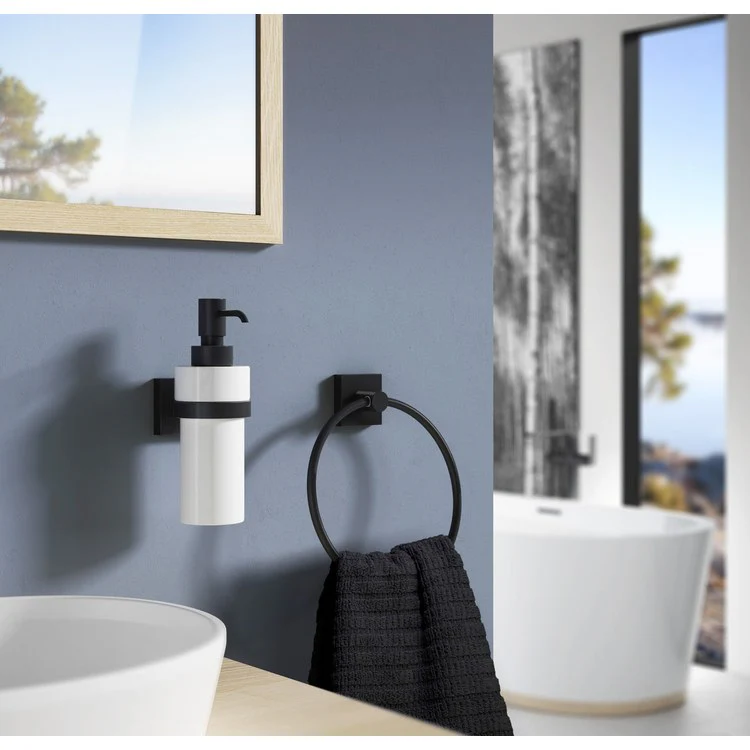 Towel Ring House Round Matte Black Wall Mount 1-1/2 x 6-3/4 x 6-3/4 Inch - Frankwebs