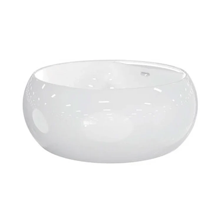 Freestanding Tub Yarborough Round Acrylic White/Brushed Nickel Drain and Overflow Covers No Faucet Holes - Frankwebs