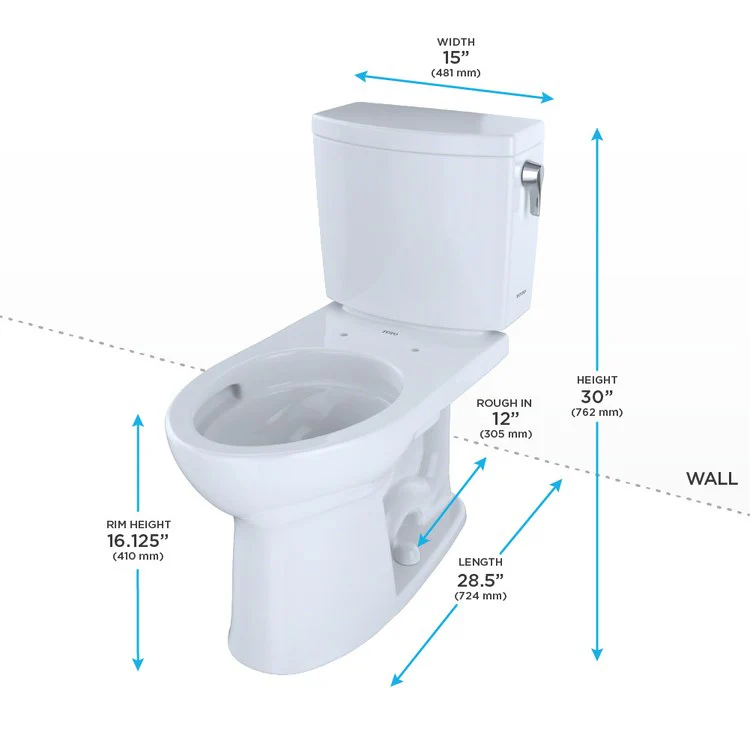 Toilet Drake II 2 Pieces Universal Height Cotton Elongated ADA 30 Inch 1.0 Gallons per Flush Right Hand Chrome Less Seat - Frankwebs