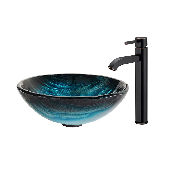 Ladon Glass Vessel Sink with Ramus Faucet - Frankwebs