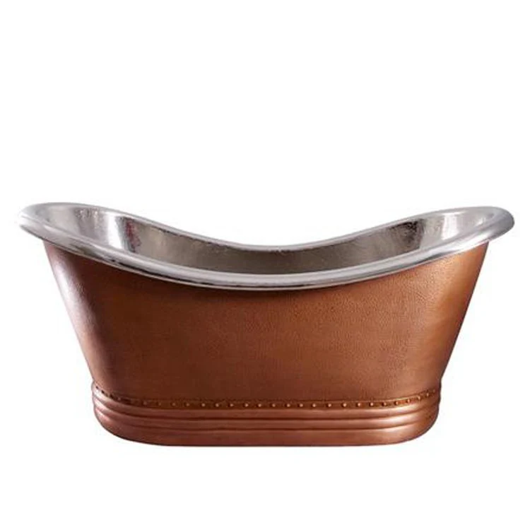 Freestanding Tub Ashton Double Slipper Oval Antique Copper Nickel Plated Interior No Faucet Holes - Frankwebs