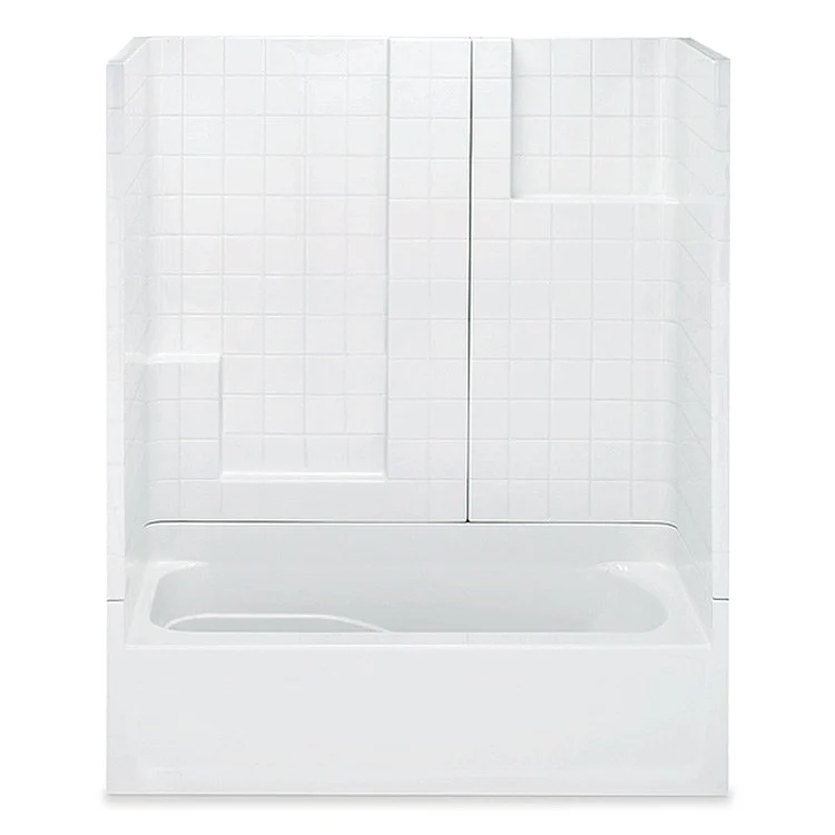 Tub and Shower Module Left Drain White 3 Shelves 35 Gallons 60 x 31-1/4 x 73-1/4 Inch - Frankwebs